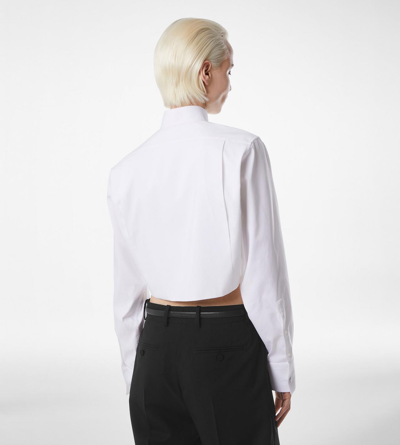 TOM FORD COTTON SILK BLEND WHITE BONDED COTTON SILK BLEND POPLIN CROPPED SHIRT