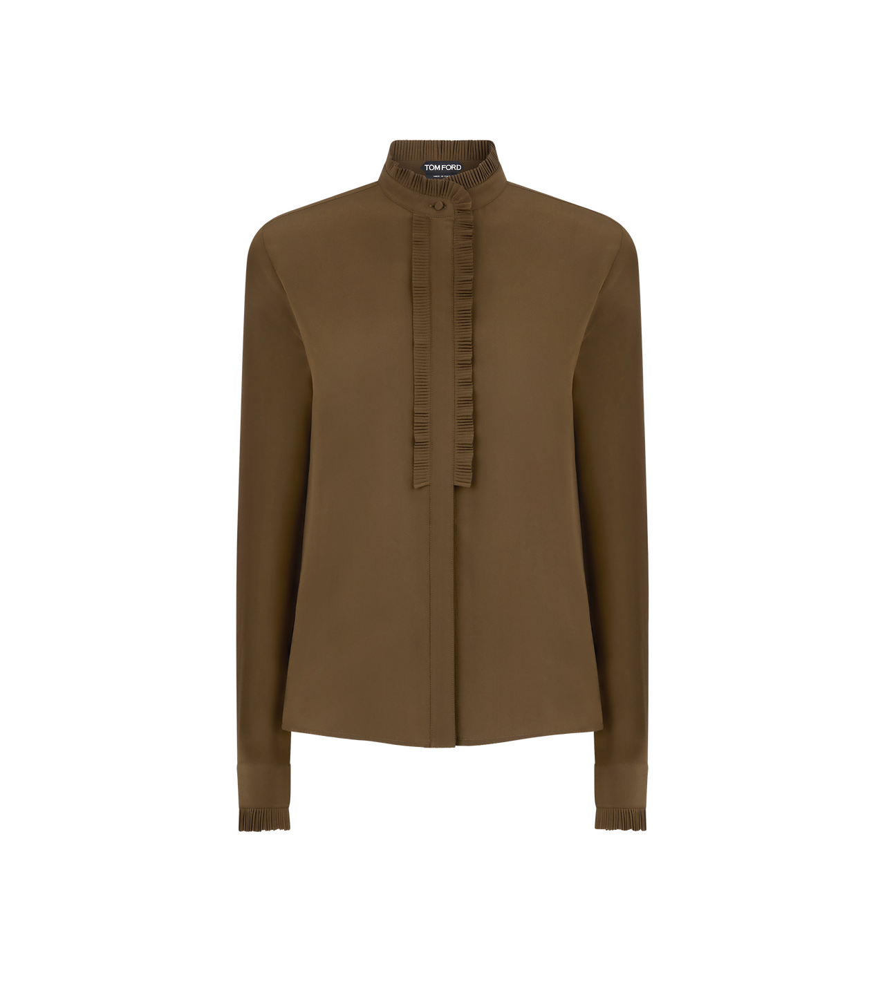 TOM FORD SILK MUSK SILK CREPE DE CHINE SHIRT WITH PLISSE DETAILS