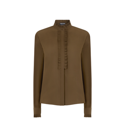 SILK CREPE DE CHINE SHIRT WITH PLISSE DETAILS