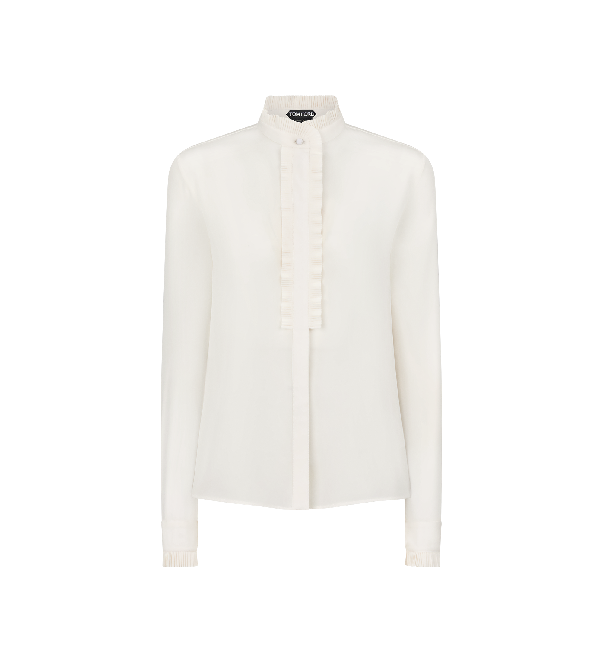 SILK CREPE DE CHINE SHIRT WITH PLISSE DETAILS