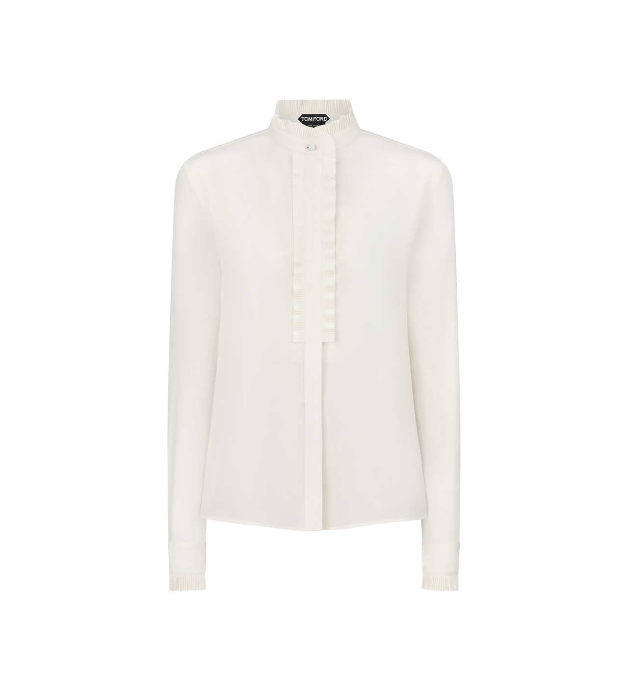 SILK CREPE DE CHINE SHIRT WITH PLISSE DETAILS image number 0