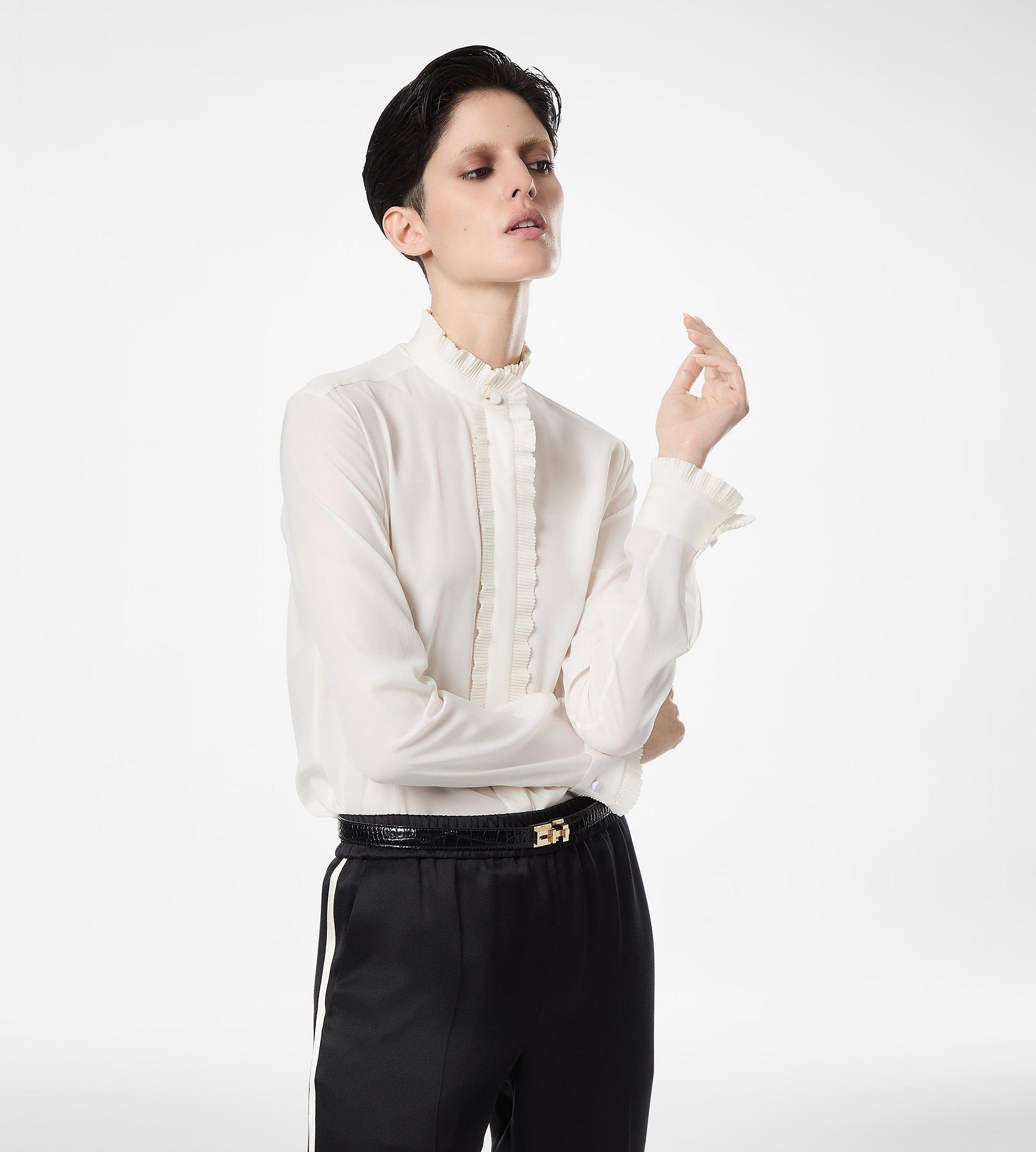 SILK CREPE DE CHINE SHIRT WITH PLISSE DETAILS | TOM FORD Fashion