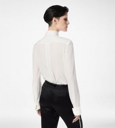 SILK CREPE DE CHINE SHIRT WITH PLISSE DETAILS image number 4