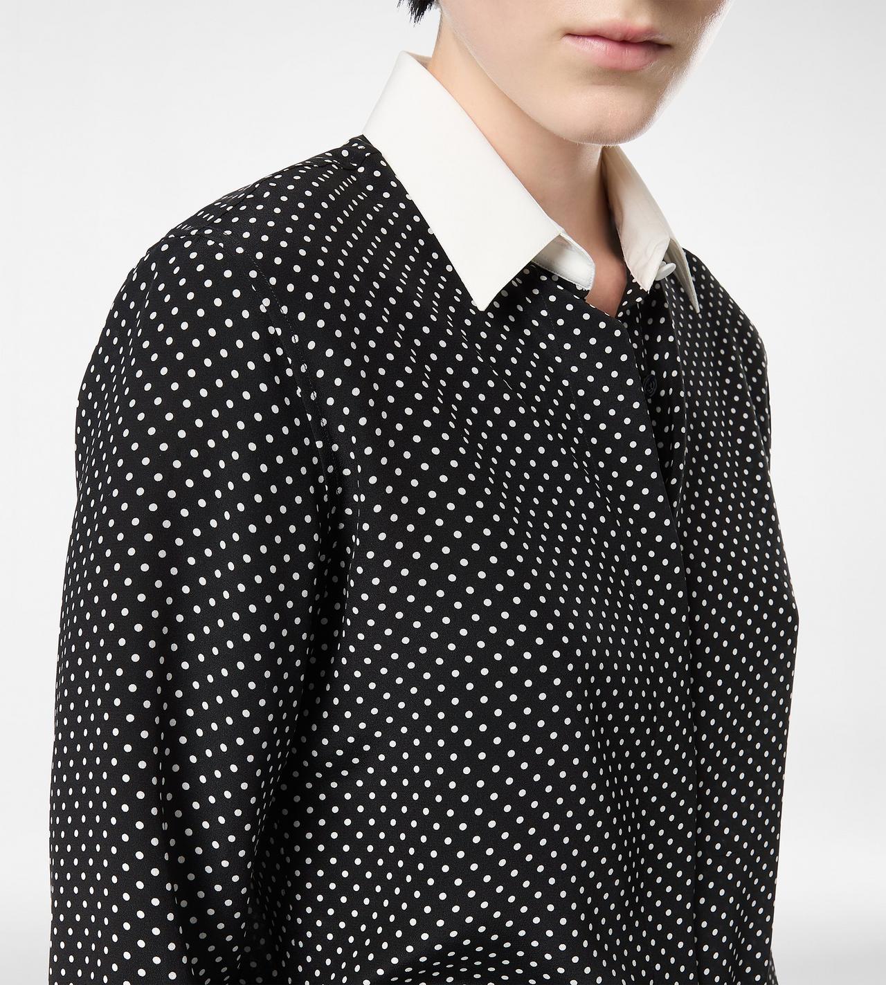 PRINTED SMALL POLKA DOT SILK CREPE DE CHINE SHIRT WITH CONTRAST DETAILS AND TONAL TF EMBROIDERED LOGO image number 1