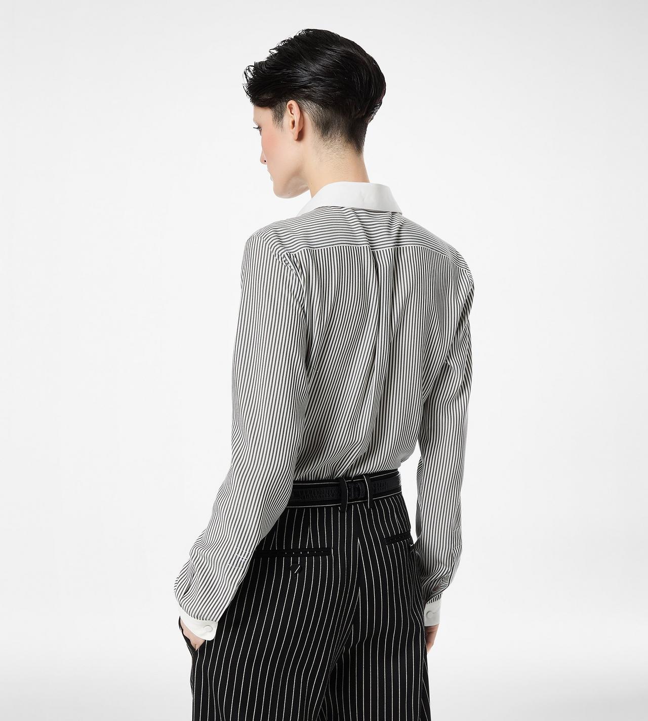 STRIPED SILK SHIRT WITH CONTRAST DETAILS image number 4