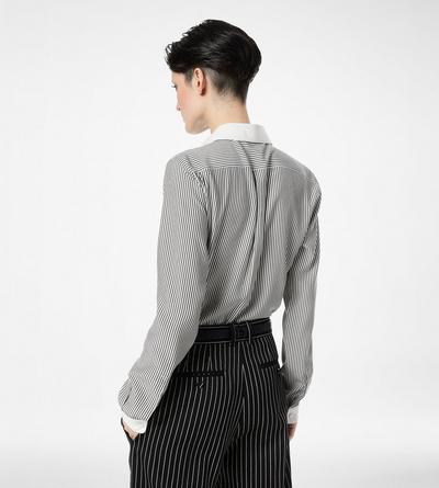 STRIPED SILK SHIRT WITH CONTRAST DETAILS image number 4
