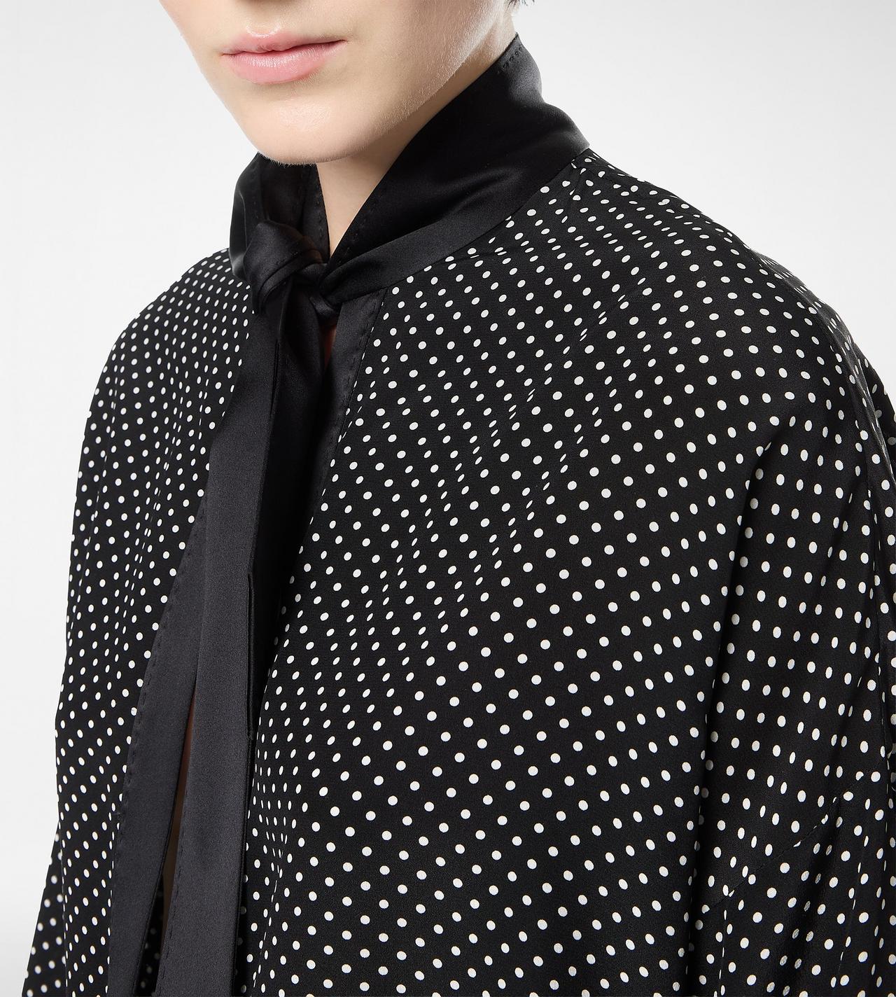 POLKA DOT SILK CREPE DE CHINE LAVALLIERE TUNIC TOP WITH TUXEDO DETAILS image number 1