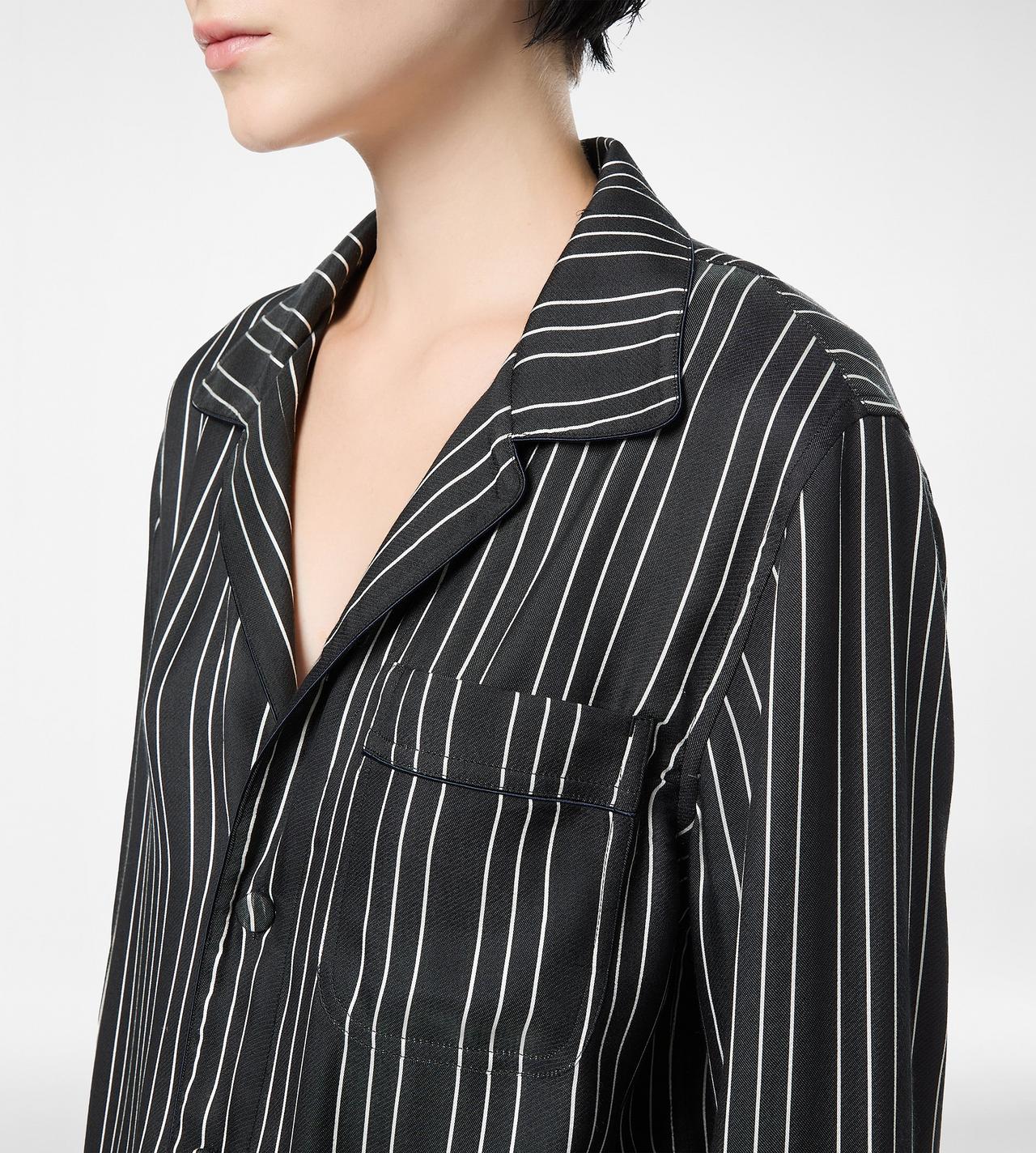 STRIPED SILK PJ SHIRT WITH PIPING AND TONAL TF EMBROIDERED LOGO image number 1