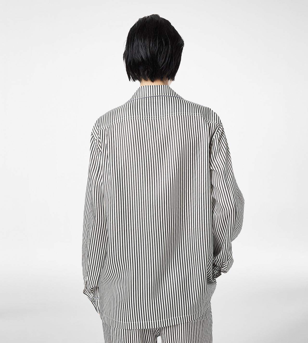 STRIPED SILK PJ SHIRT WITH PIPING AND TONAL TF EMBROIDERED LOGO image number 4