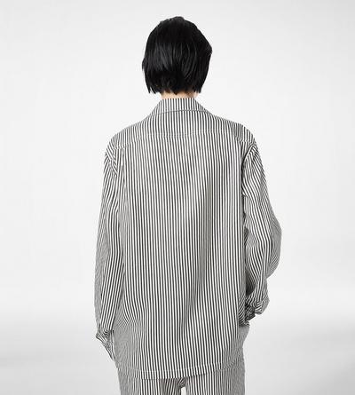 STRIPED SILK PJ SHIRT WITH PIPING AND TONAL TF EMBROIDERED LOGO image number 4