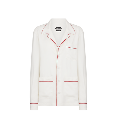 SILK TWILL PJ SHIRT WITH PIPING AND TONAL TF EMBROIDERED LOGO image number 0