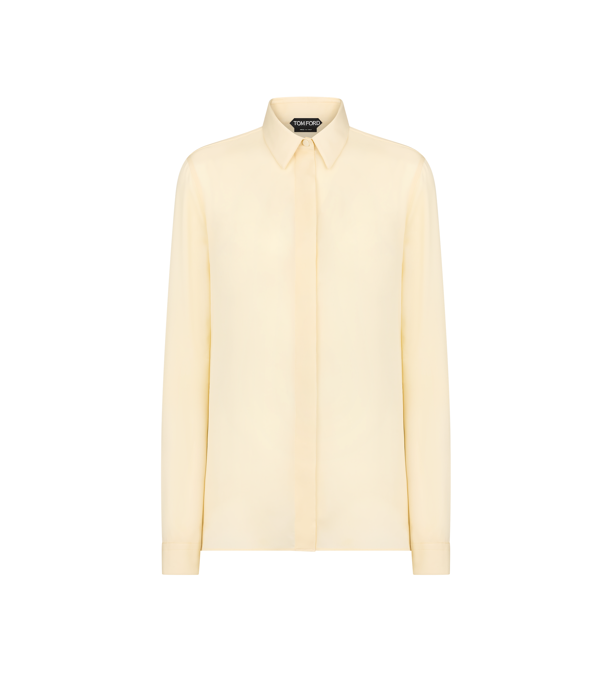 WASHED SILK GEORGETTE SHIRT WITH TONAL TF EMBROIDERED LOGO