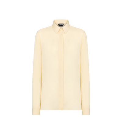 WASHED SILK GEORGETTE SHIRT WITH TONAL TF EMBROIDERED LOGO image number 0