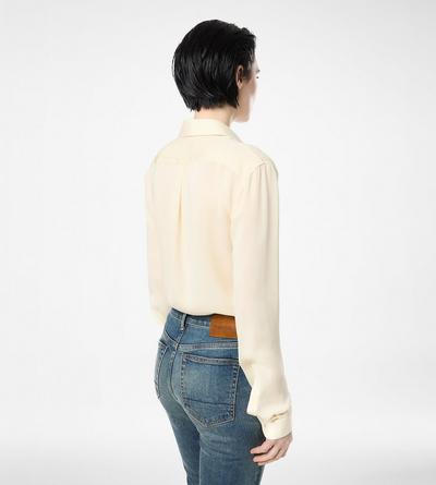 WASHED SILK GEORGETTE SHIRT WITH TONAL TF EMBROIDERED LOGO image number 4