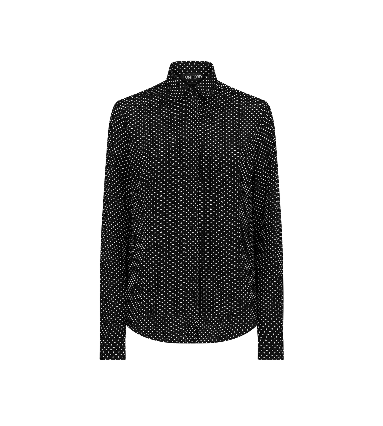 POLKA DOT SILK CREPE DE CHINE SHIRT WITH PLISSE PLASTRON image number 0