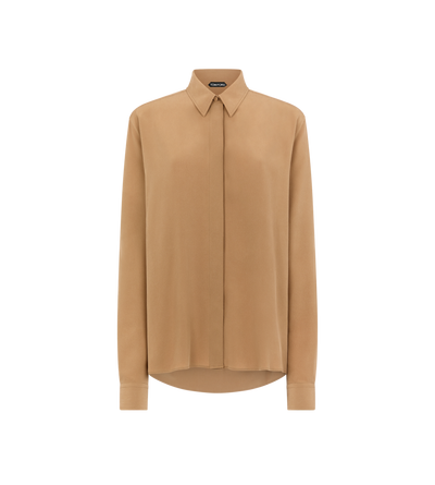 SILK OVERSIZED SHIRT WITH TONAL TF EMBROIDERED LOGO
