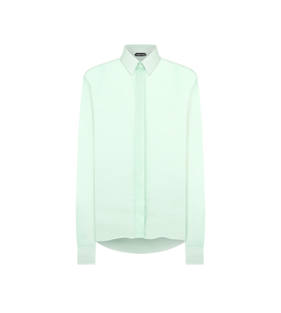 SILK OVERSIZED SHIRT WITH TONAL TF EMBROIDERED LOGO