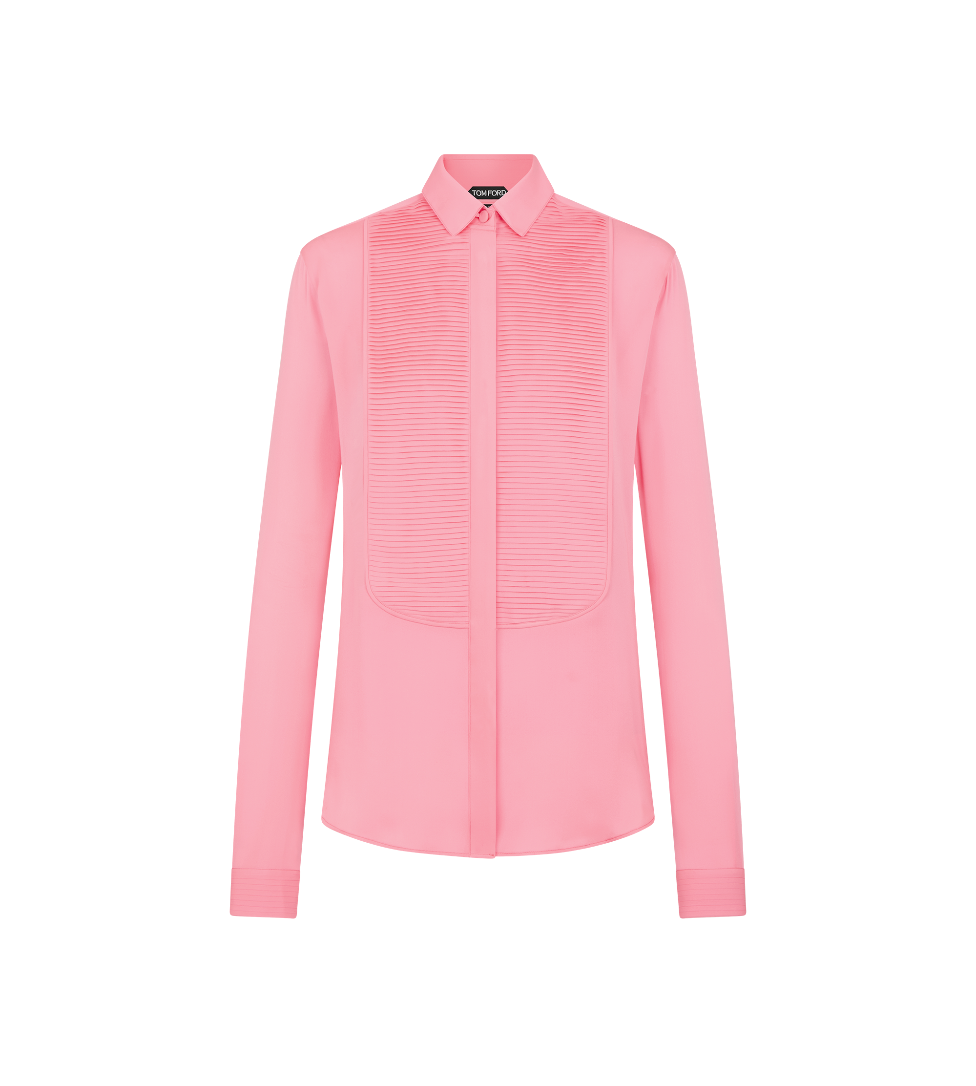 SILK TUXEDO SHIRT WITH PLEATED PLASTRON