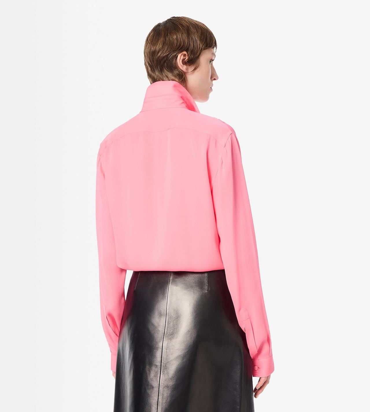 TOM FORD SILK BRIGHT FUXIA SILK TUXEDO SHIRT WITH PLEATED PLASTRON