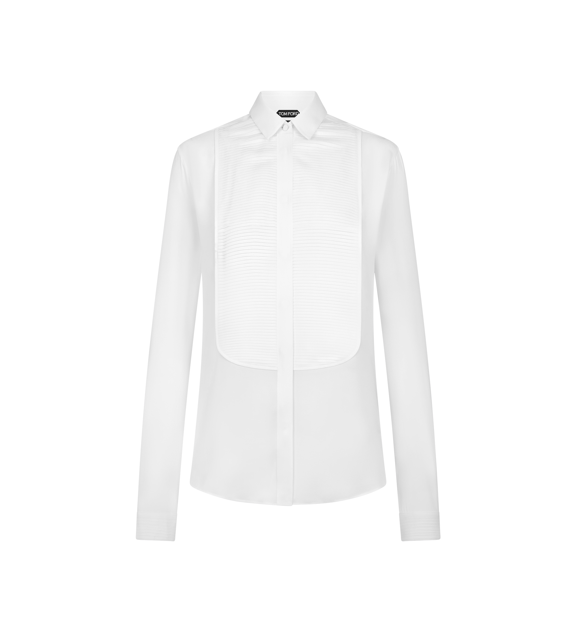 SILK TUXEDO SHIRT WITH PLEATED PLASTRON