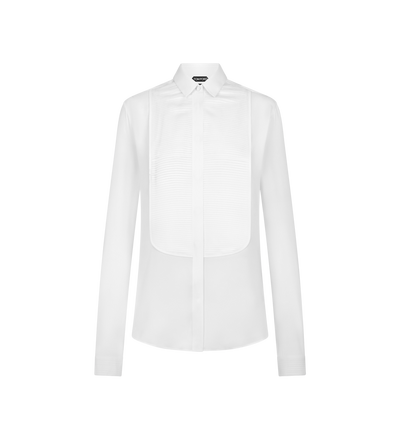 SILK TUXEDO SHIRT WITH PLEATED PLASTRON