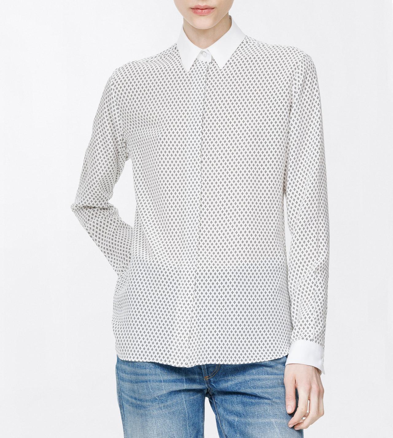TOM FORD SILK OFF WHITE+BLACK PRINTED MULTI ARGYLE SILK CREPE DE CHINE SHIRT