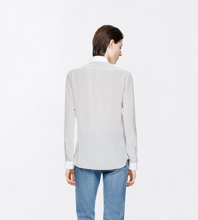 TOM FORD SILK OFF WHITE+BLACK PRINTED MULTI ARGYLE SILK CREPE DE CHINE SHIRT