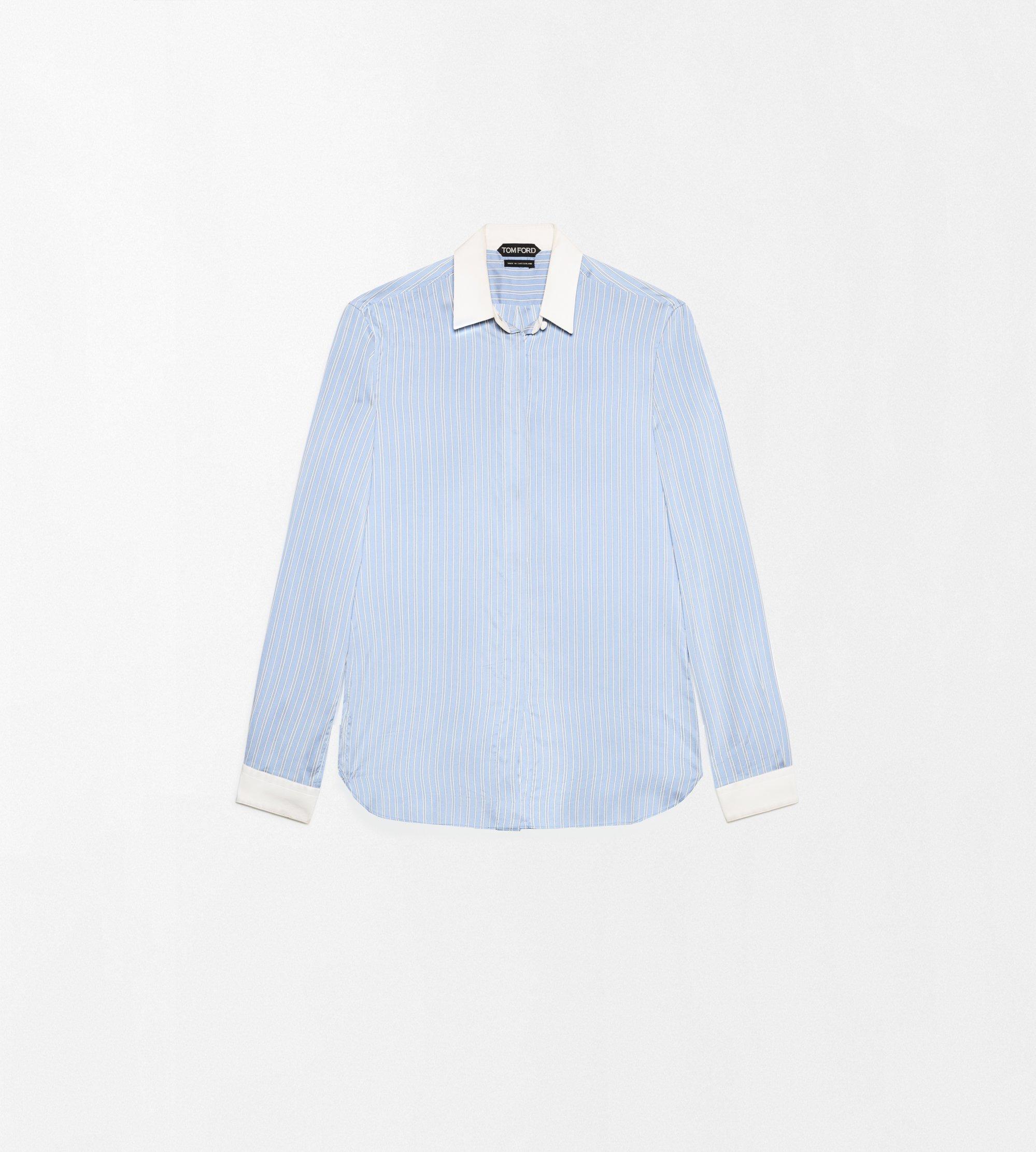STRIPED SILK SHIRT WITH CONTRAST DETAILS
