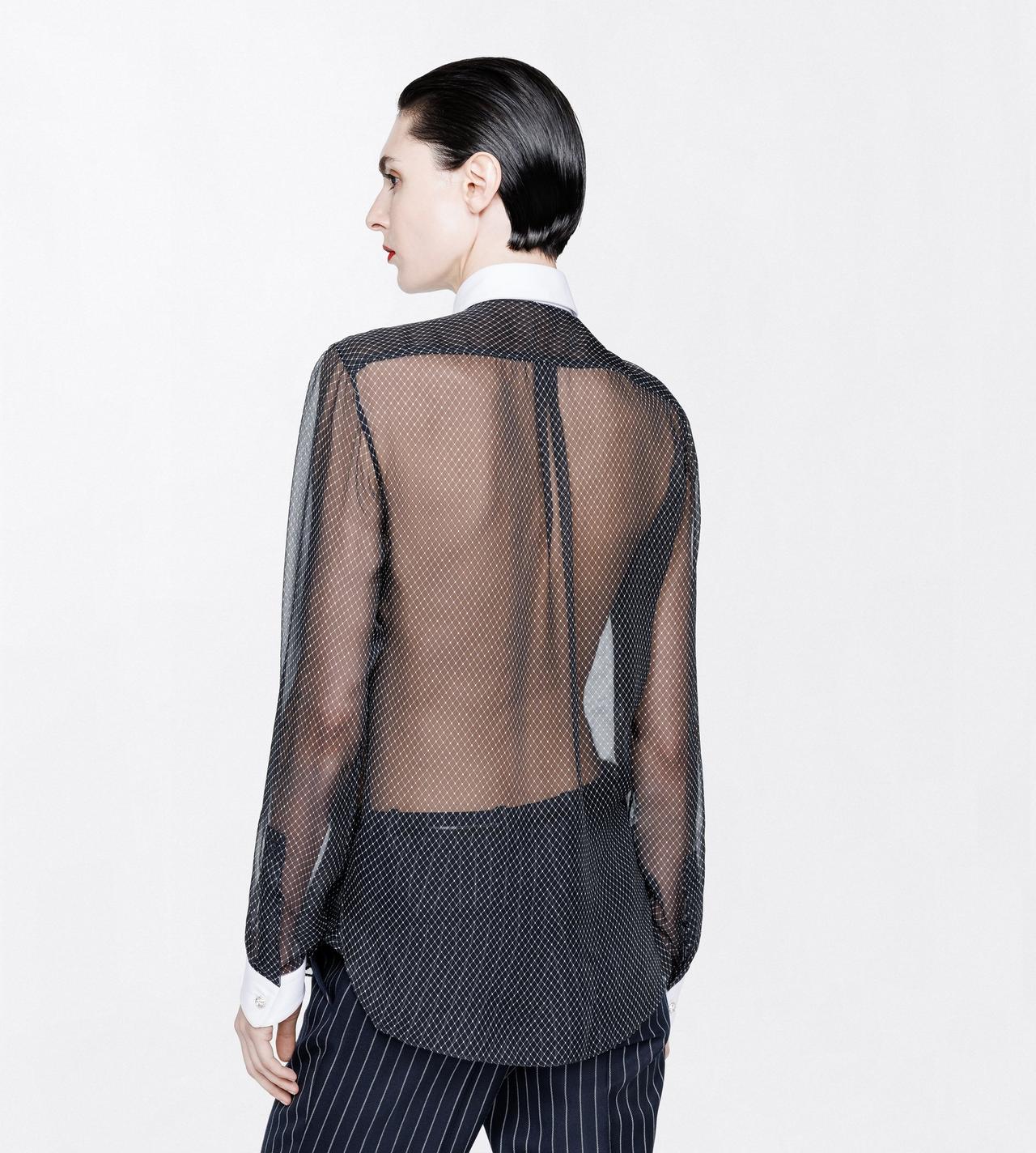 TOM FORD SILK BLACK+OFF WHITE PRINTED LOSANGE SILK CHIFFON SHIRT