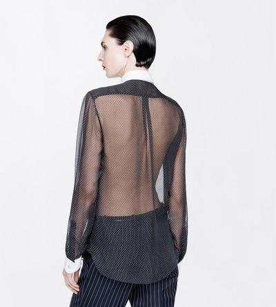 TOM FORD SILK BLACK+OFF WHITE PRINTED LOSANGE SILK CHIFFON SHIRT