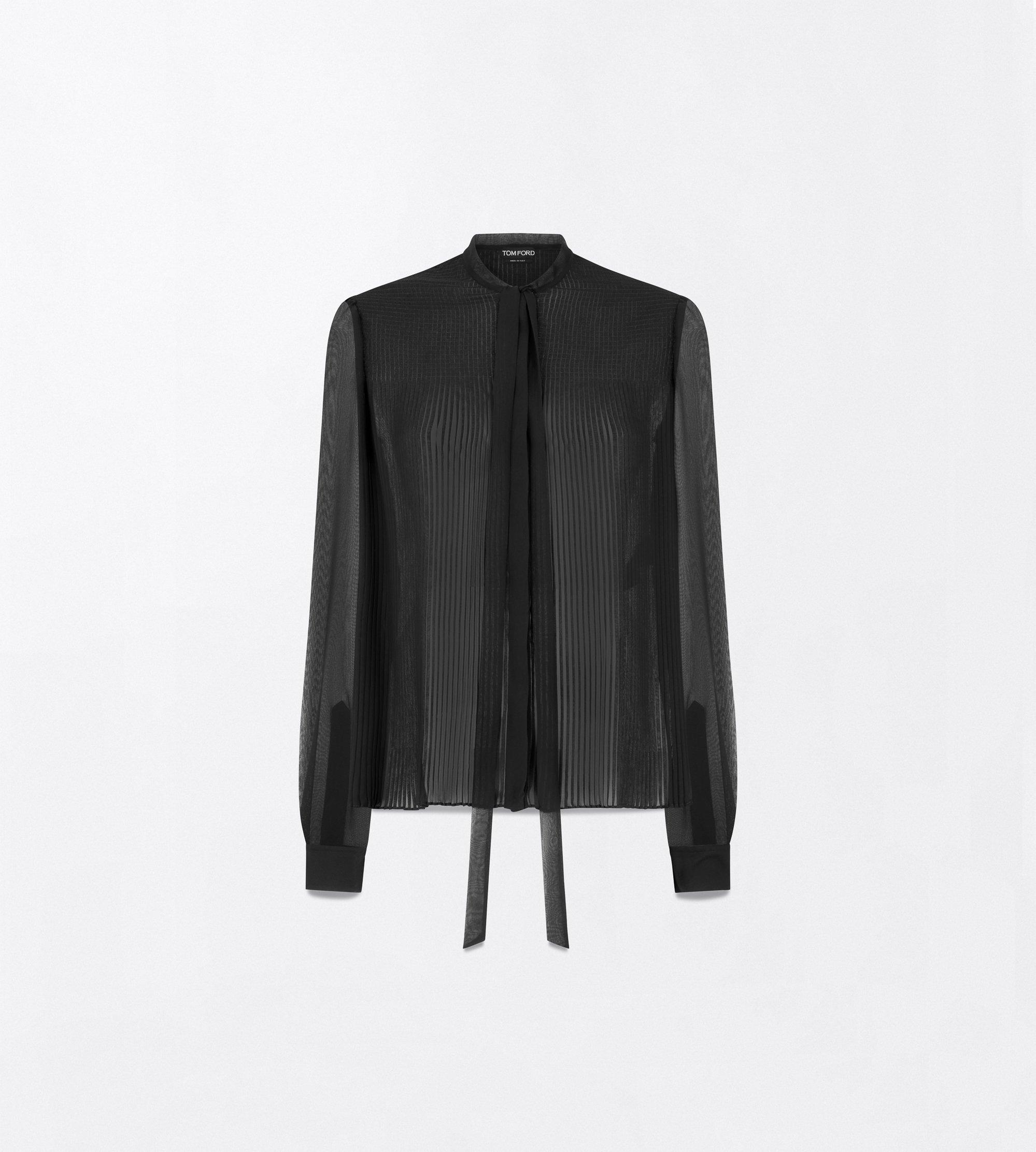 CHIFFON MICRO PLISS&Eacute; LAVALLIERE SHIRT