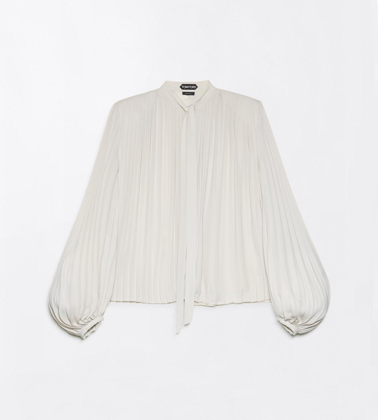 TOM FORD VISCOSE MOON CREPE DE CHINE SUNRAY PLISS&Eacute; LAVALLIERE SHIRT