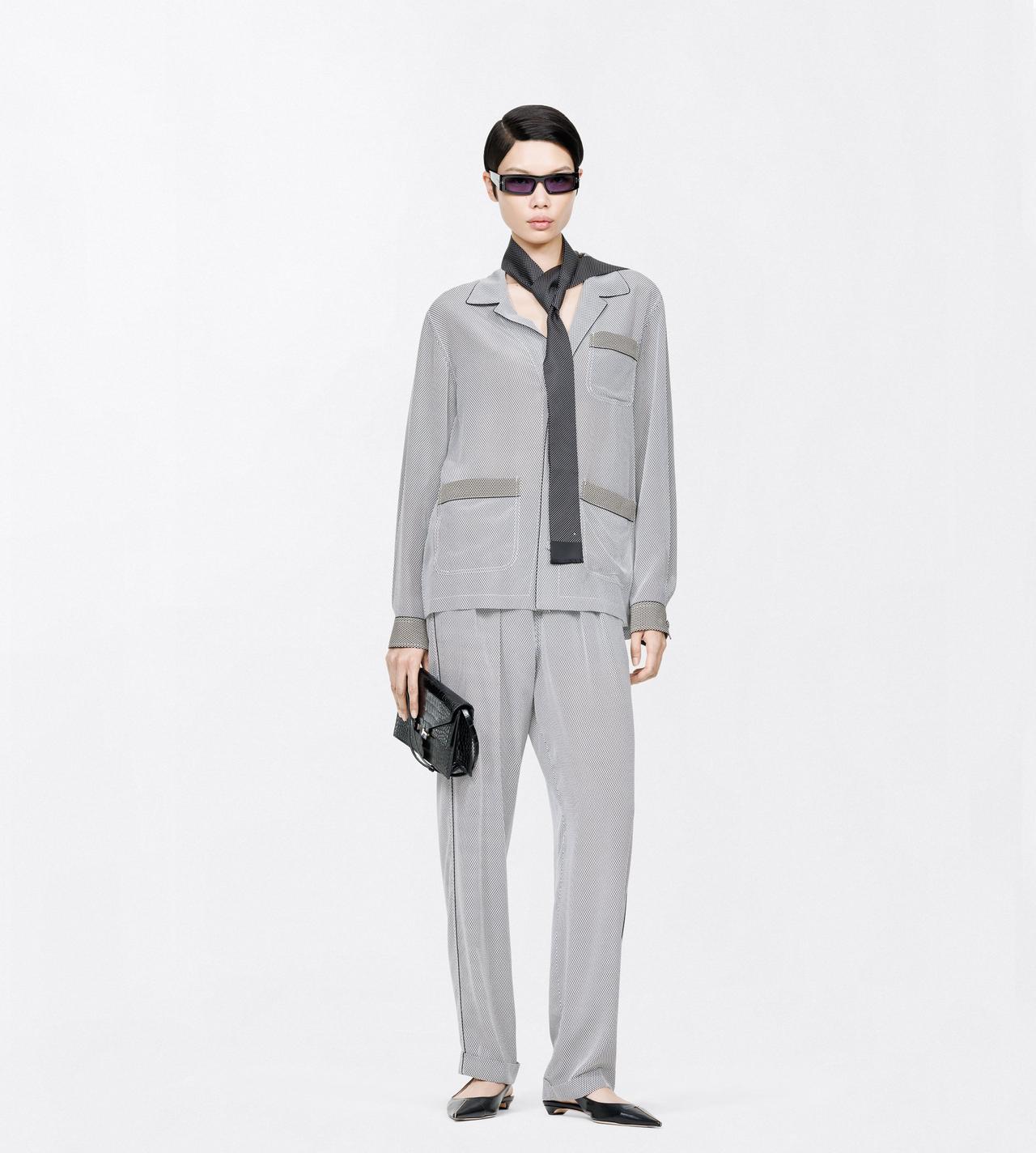 TOM FORD SILK OFF WHITE + BLACK PRINTED NET CREPE DE CHINE PJ SHIRT