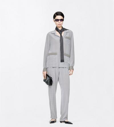 TOM FORD SILK OFF WHITE + BLACK PRINTED NET CREPE DE CHINE PJ SHIRT