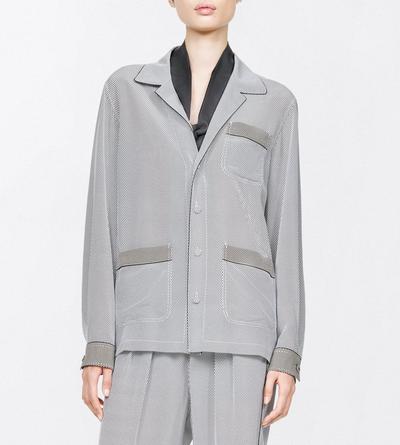 TOM FORD SILK OFF WHITE + BLACK PRINTED NET CREPE DE CHINE PJ SHIRT