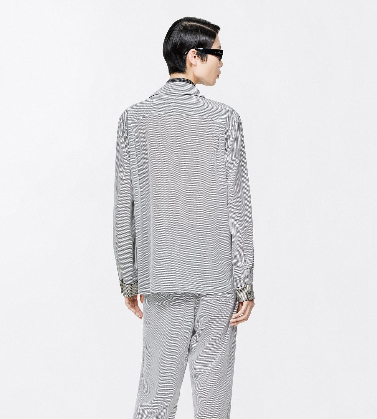 TOM FORD SILK OFF WHITE + BLACK PRINTED NET CREPE DE CHINE PJ SHIRT