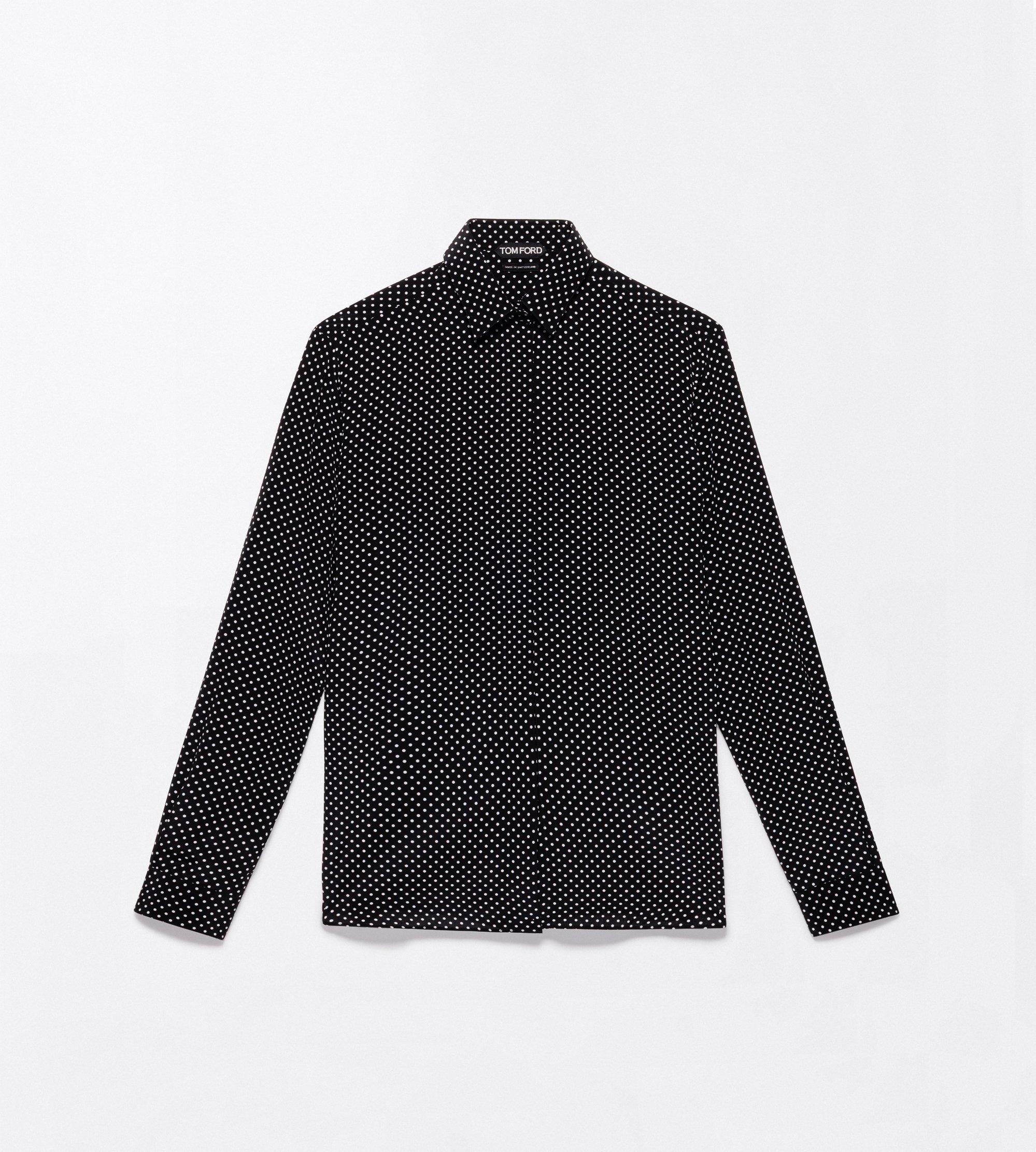 PRINTED POLKA DOT SILK CREPE DE CHINE SHIRT