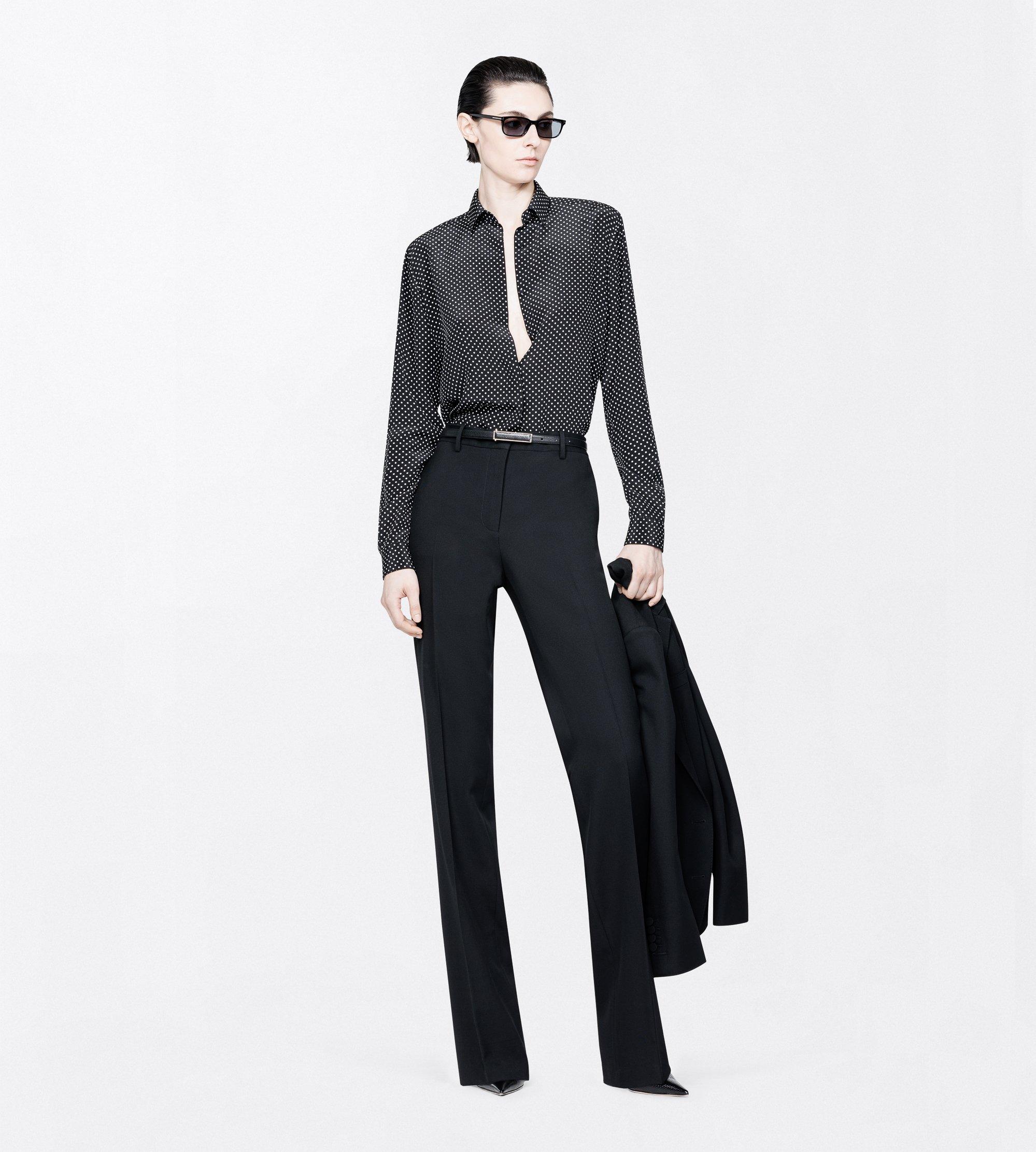 PRINTED POLKA DOT SILK CREPE DE CHINE SHIRT