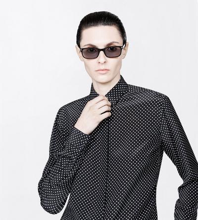 TOM FORD SILK BLACK+OFF WHITE PRINTED POLKA DOT SILK CREPE DE CHINE SHIRT