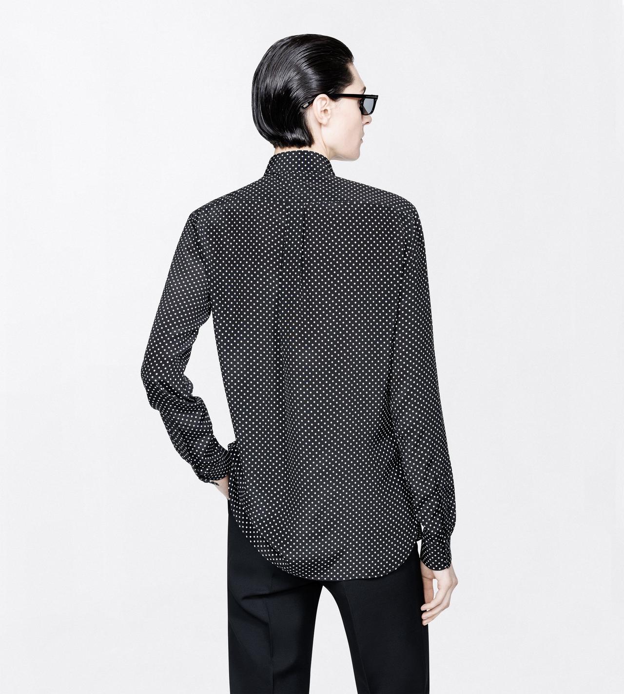 TOM FORD SILK BLACK+OFF WHITE PRINTED POLKA DOT SILK CREPE DE CHINE SHIRT