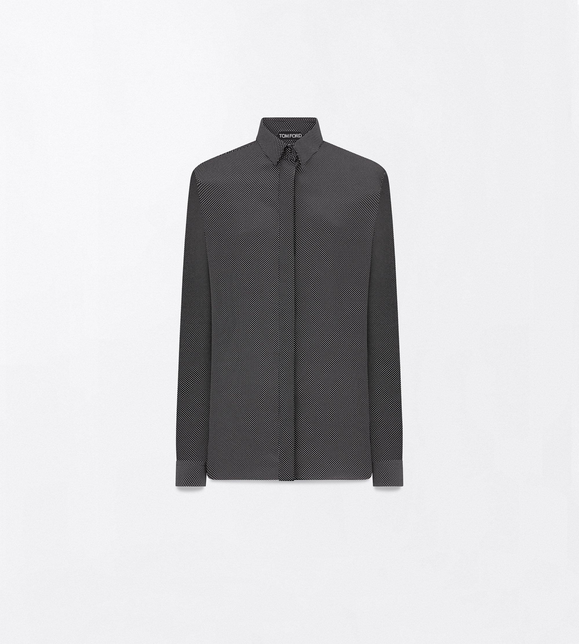 PRINTED MICRO POLKA DOT SILK CREPE DE CHINE SHIRT