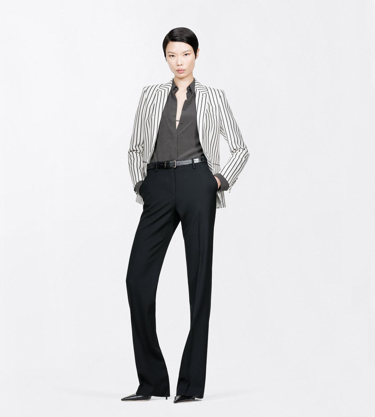 TOM FORD SILK BLACK+OFF WHITE PRINTED MICRO POLKA DOT SILK CREPE DE CHINE SHIRT