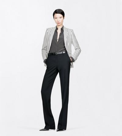 TOM FORD SILK BLACK+OFF WHITE PRINTED MICRO POLKA DOT SILK CREPE DE CHINE SHIRT