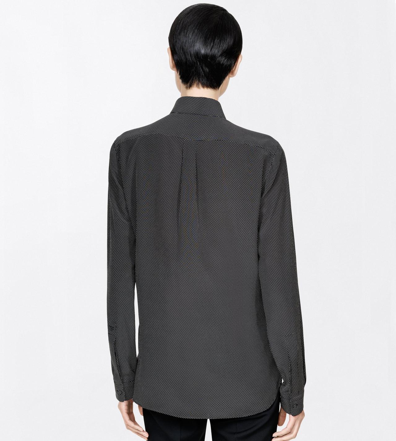 TOM FORD SILK BLACK+OFF WHITE PRINTED MICRO POLKA DOT SILK CREPE DE CHINE SHIRT