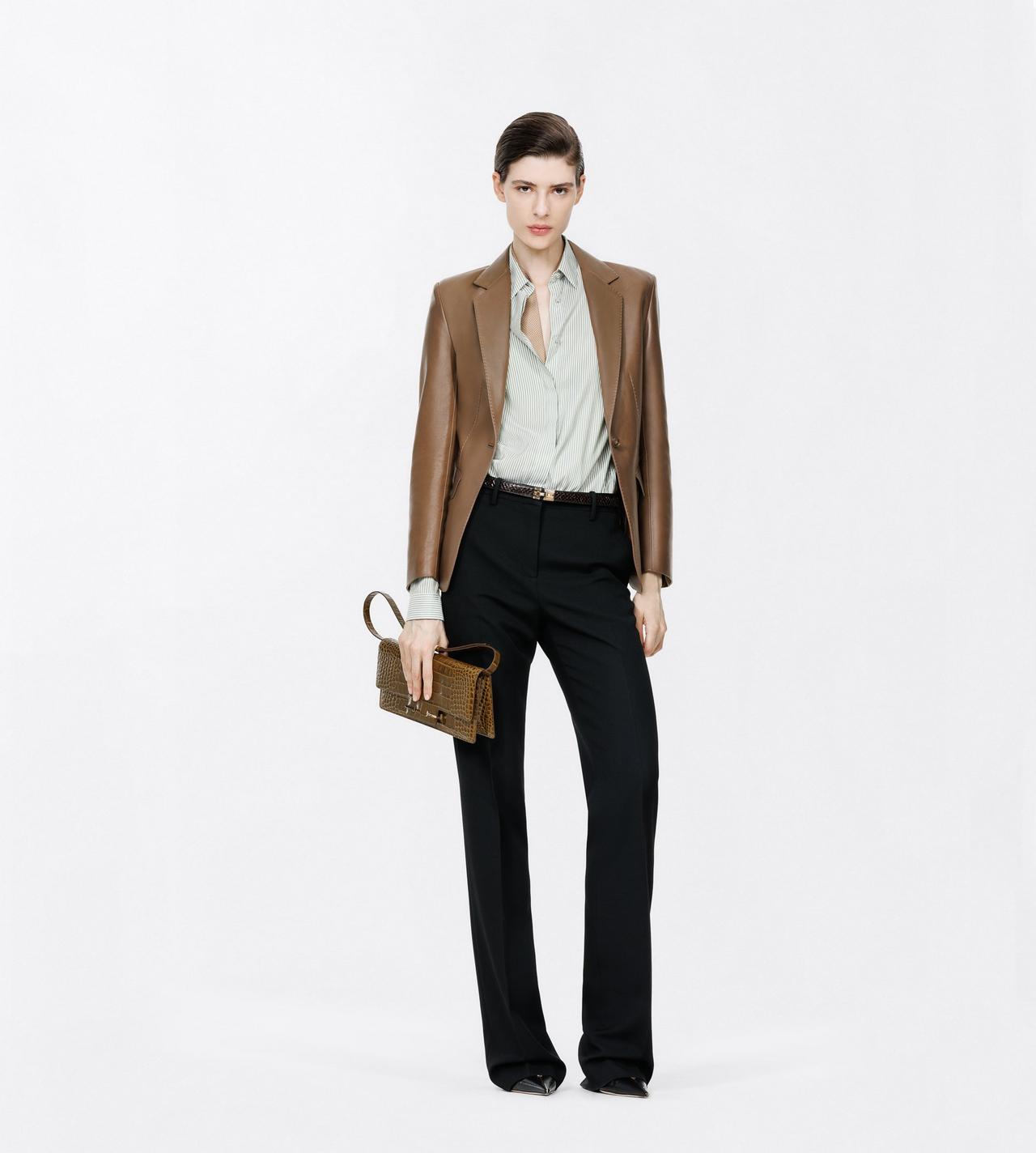 TOM FORD SILK GREEN+OFF WHITE STRIPED SILK SHIRT