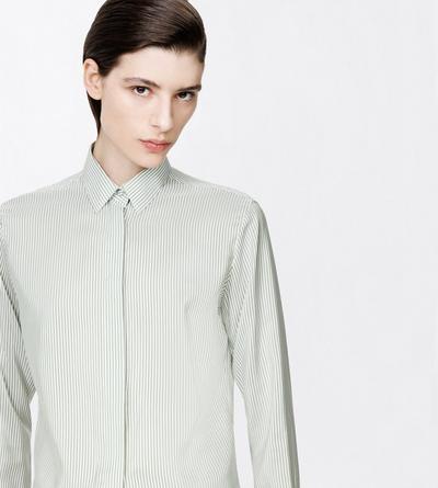 TOM FORD SILK GREEN+OFF WHITE STRIPED SILK SHIRT