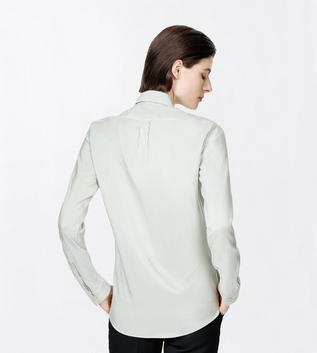 TOM FORD SILK GREEN+OFF WHITE STRIPED SILK SHIRT