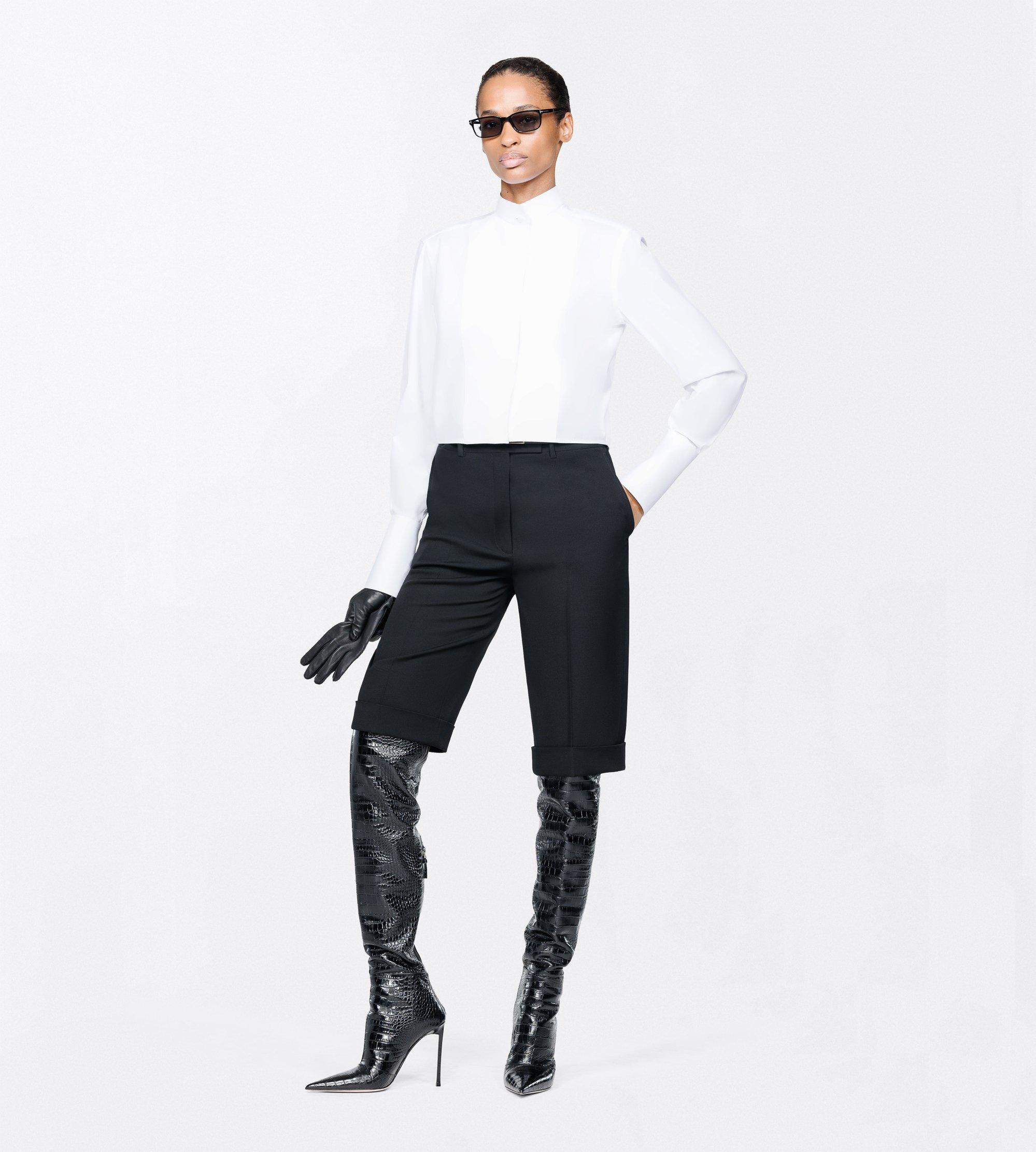 COTTON CROPPED TUXEDO SHIRT WITH OPEN BACK
