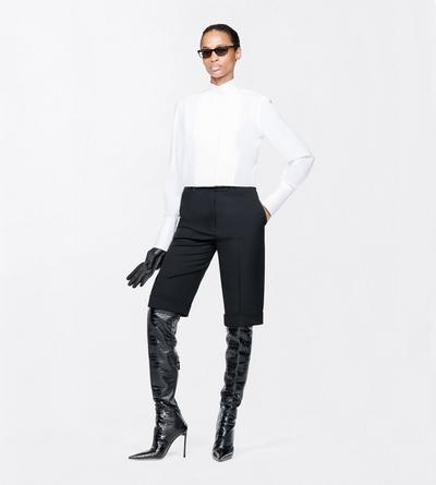 TOM FORD COTTON WHITE COTTON CROPPED TUXEDO SHIRT WITH OPEN BACK