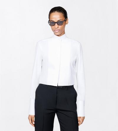 TOM FORD COTTON WHITE COTTON CROPPED TUXEDO SHIRT WITH OPEN BACK